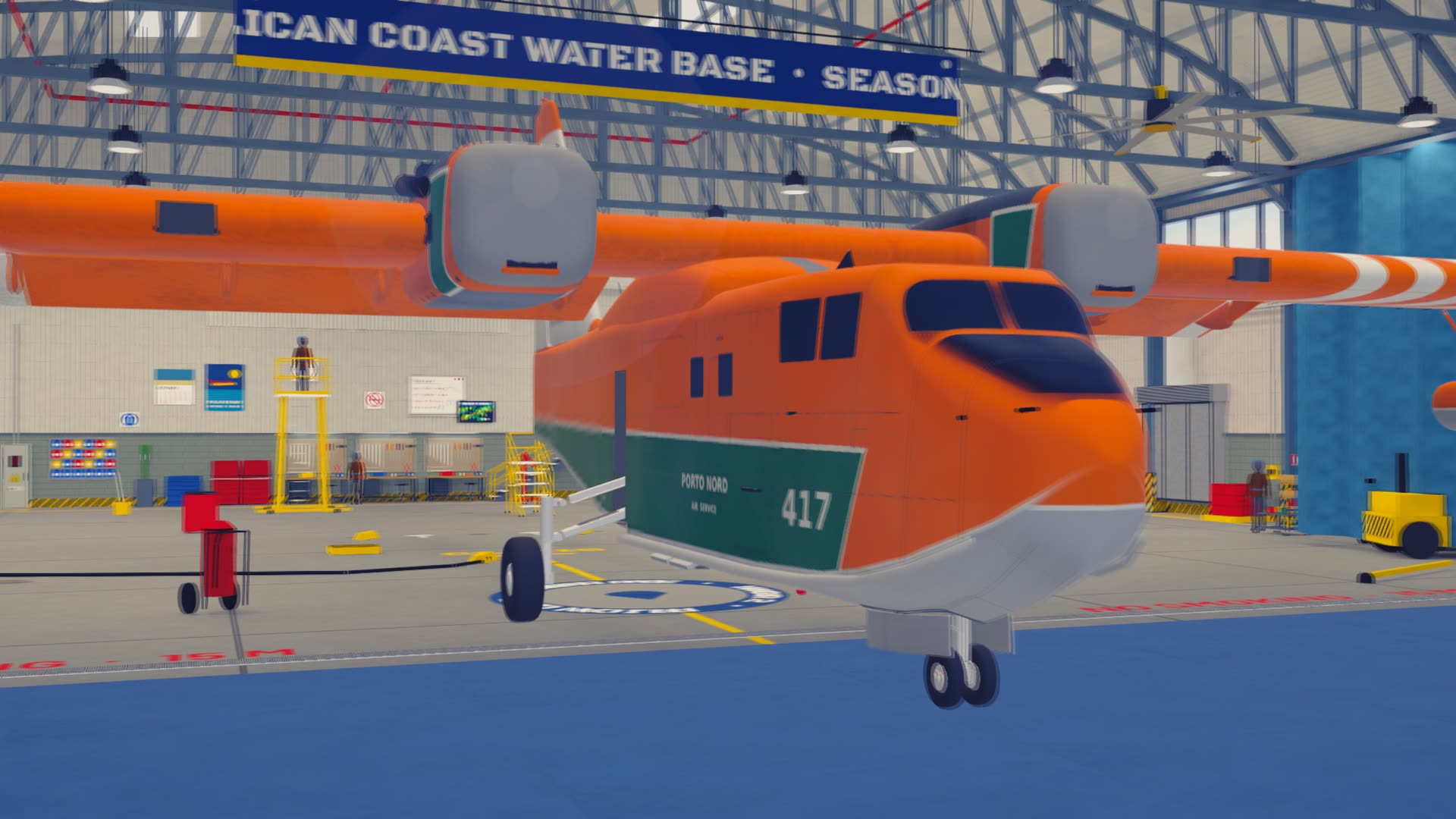 Rolling out of the hangar in the orange, green and white Northern paint.